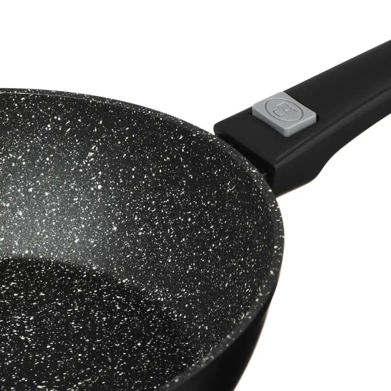 Сковорода SATOSHI Оникс, d26см, глубокая литая, антипригарное покрытие "мрамор", съемная ручка, индукция