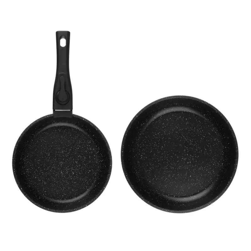 Сковорода SATOSHI Анси, Набор посуды 3пр, 20, 24 см.+съем. ручка, антиприг. покрытие мрамор, индукция