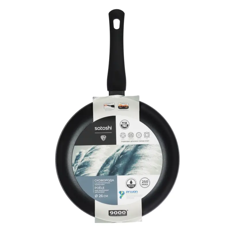 Сковорода SATOSHI Стоун, d24см, литая глубокая, антипригарное покрытие Мрамор, индукция