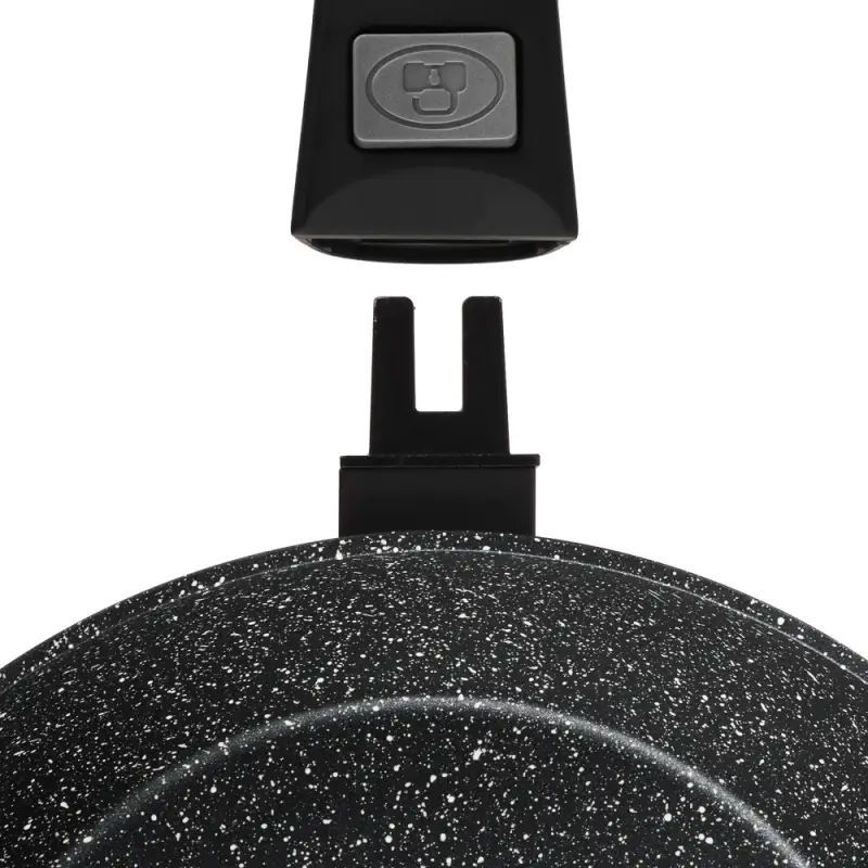 Сковорода SATOSHI Оникс, d26см, глубокая литая, антипригарное покрытие "мрамор", съемная ручка, индукция