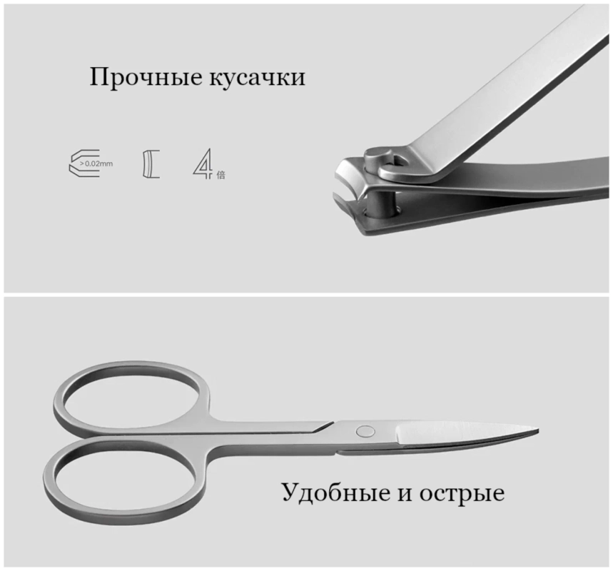 Маникюрный набор 5 в 1 Xiaomi  Nail для маникюра, педикюра, инструменты из нержавеющей стали с дизайном и ударопрочным кейсом белый Маникюрный набор 5 в 1 Xiaomi  Nail для маникюра, педикюра, инструменты из нержавеющей стали с дизайном и ударопрочным кейсом белый