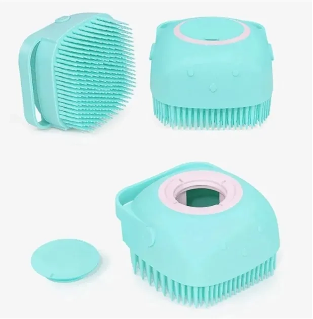 Мочалка-щетка силиконовая с контейнером для геля