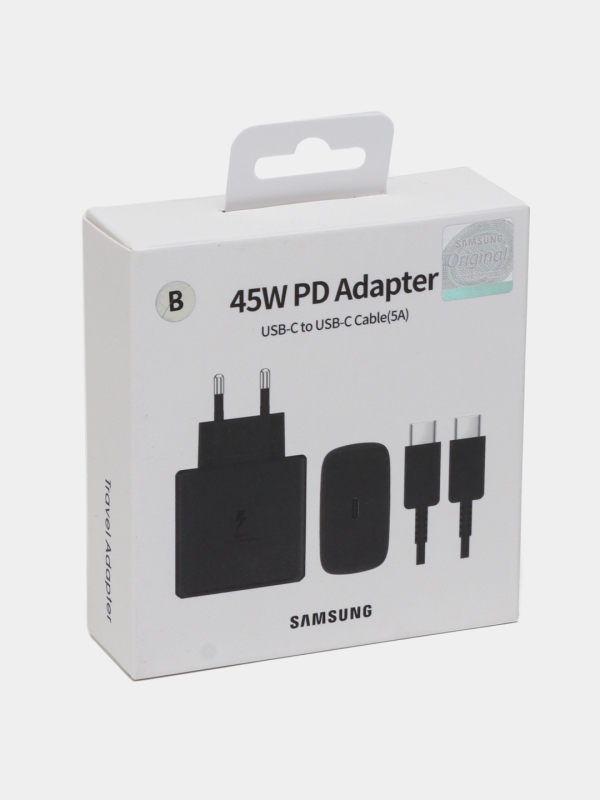 Комплект супер быстрой зарядки для Samsung: адаптер USB-C 45W  кабель 5А Комплект супер быстрой зарядки для Samsung: адаптер USB-C 45W  кабель 5А