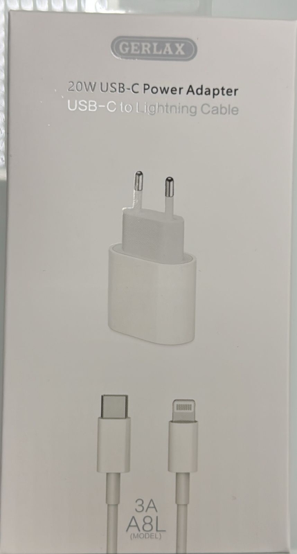 Адаптер питания 20W Кабель USB-Type-C- lightning 3AA8L Адаптер питания 20W Кабель USB-Type-C- lightning 3AA8L