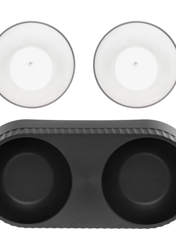 Миска двойная на подставке черная Миска двойная на подставке черная