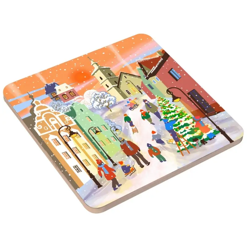 Подставка под горячее Зимние города 14х14см Подставка под горячее Зимние города 14х14см