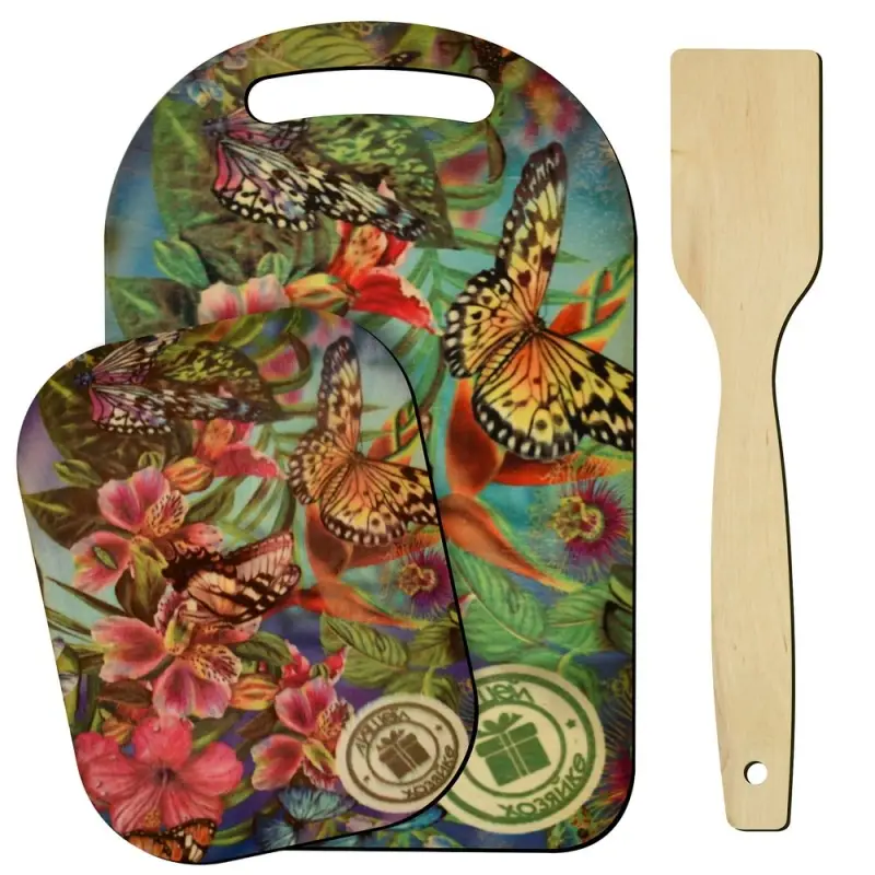 Доска разделочная с подставкой и лопаткой Яркое лето 3 предмета Доска разделочная с подставкой и лопаткой Яркое лето 3 предмета
