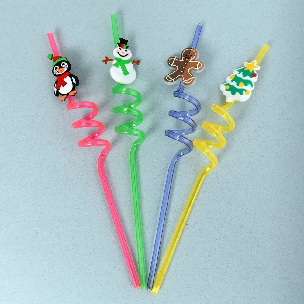 Трубочки для коктейля Новогодние игрушки 4 шт Трубочки для коктейля Новогодние игрушки 4 шт