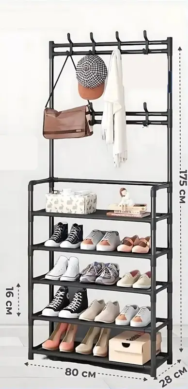 Обувница полка - вешалка напольная для прихожей пятиярусная Обувница полка - вешалка напольная для прихожей пятиярусная
