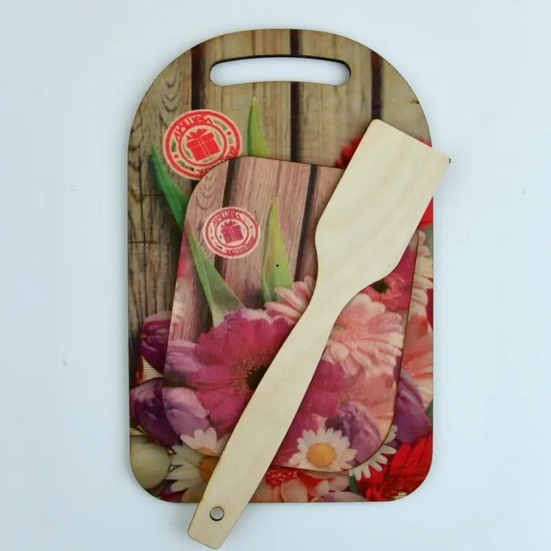Доска разделочная с подставкой и лопаткой Красочная весна 3 предмета Доска разделочная с подставкой и лопаткой Красочная весна 3 предмета
