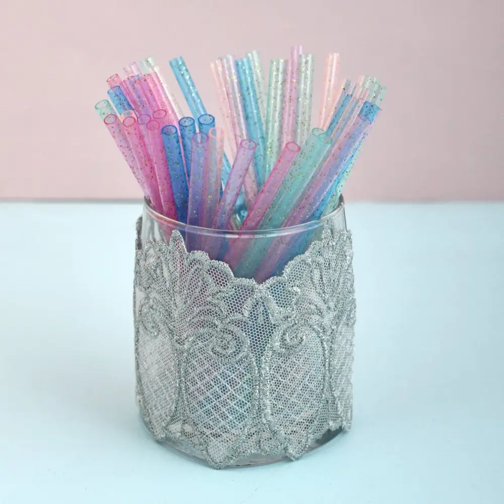 Трубочки для коктейля Блестки 50 шт с ершиком Трубочки для коктейля Блестки 50 шт с ершиком