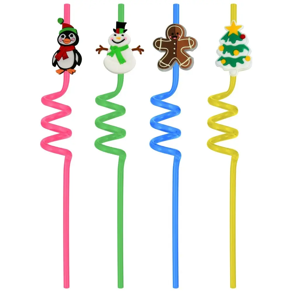Трубочки для коктейля Новогодние игрушки 4 шт Трубочки для коктейля Новогодние игрушки 4 шт