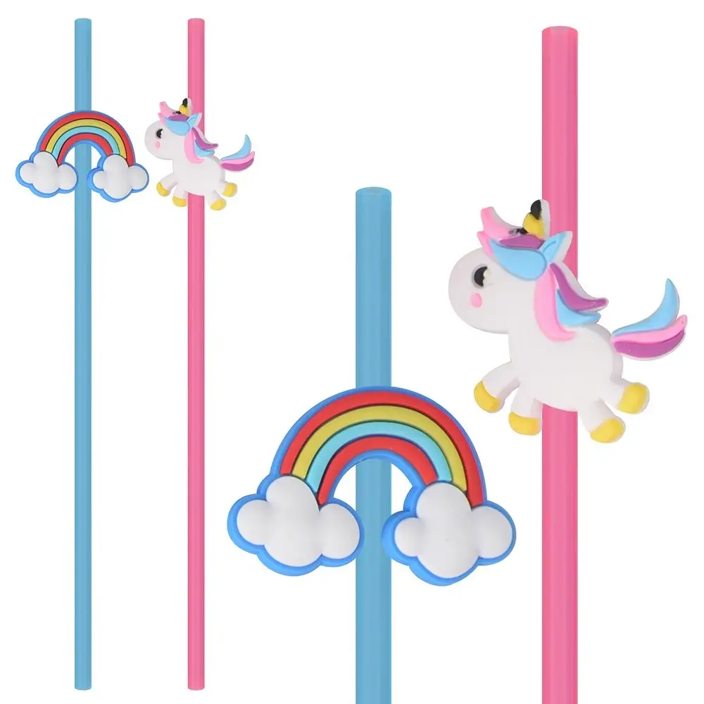 Трубочки для коктейля Радужные единорожки 4 шт Трубочки для коктейля Радужные единорожки 4 шт