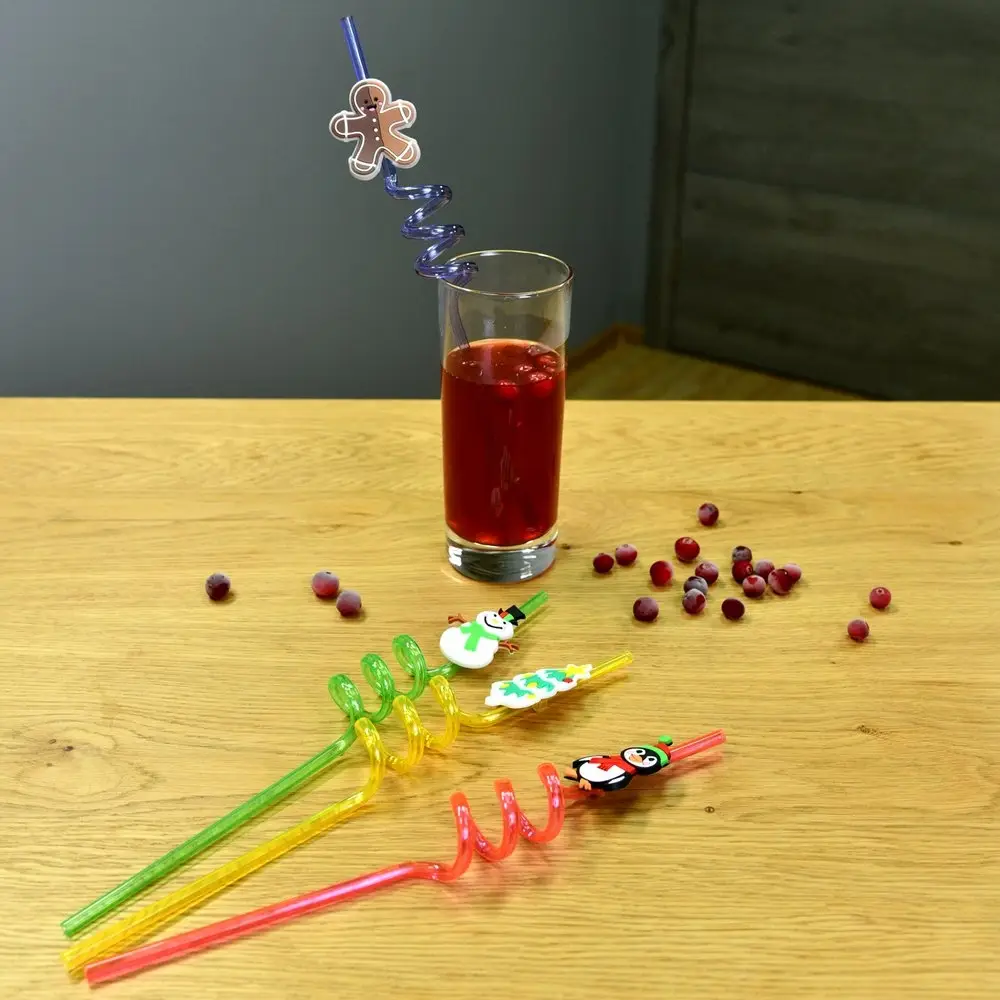 Трубочки для коктейля Новогодние игрушки 4 шт Трубочки для коктейля Новогодние игрушки 4 шт