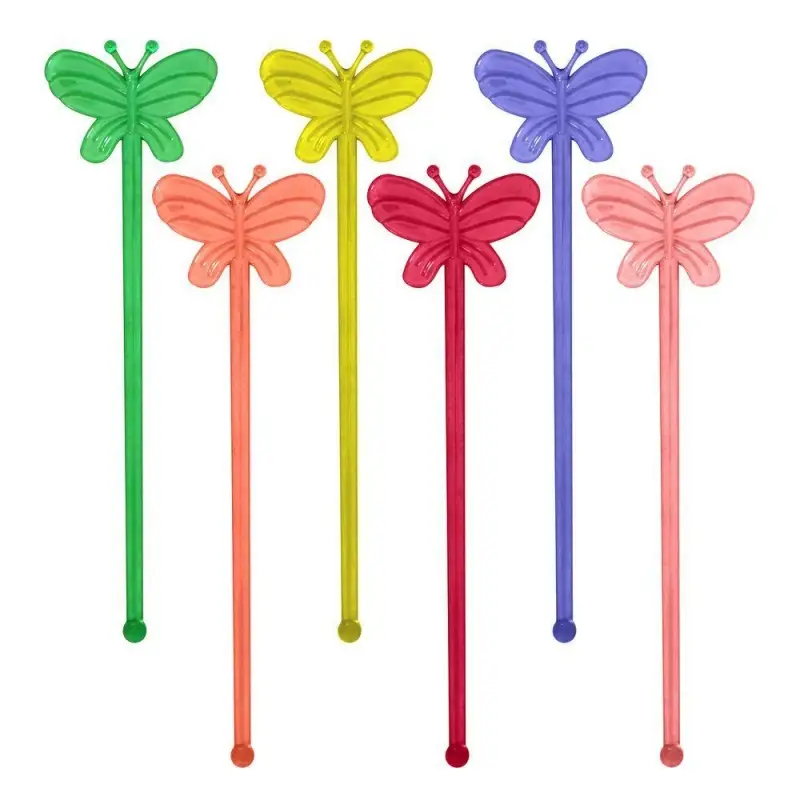 Палочки для размешивания коктейлей Бабочки 6 шт Палочки для размешивания коктейлей Бабочки 6 шт