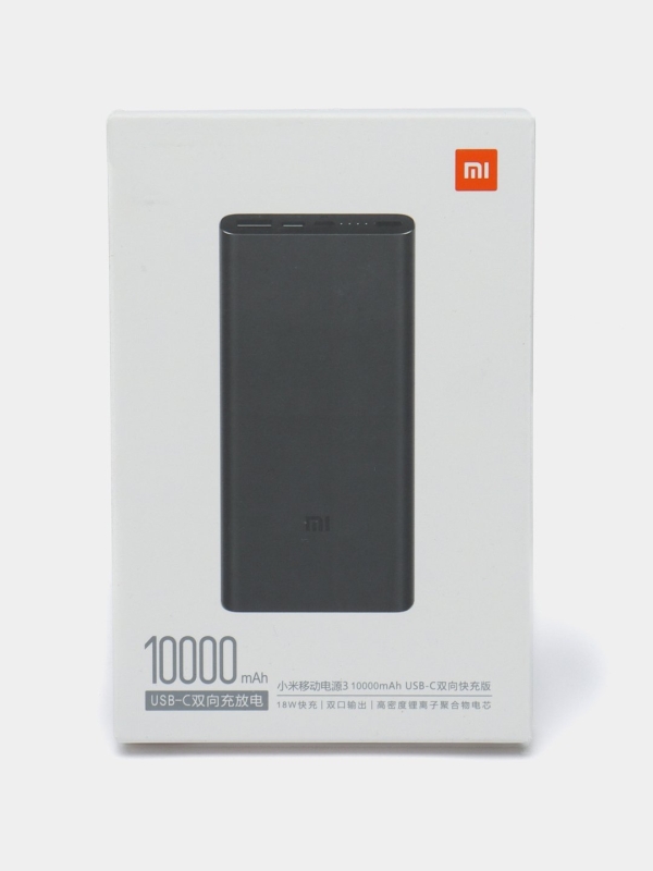 Внешний аккумулятор mi 10000 мАч, черный Внешний аккумулятор mi 10000 мАч, черный