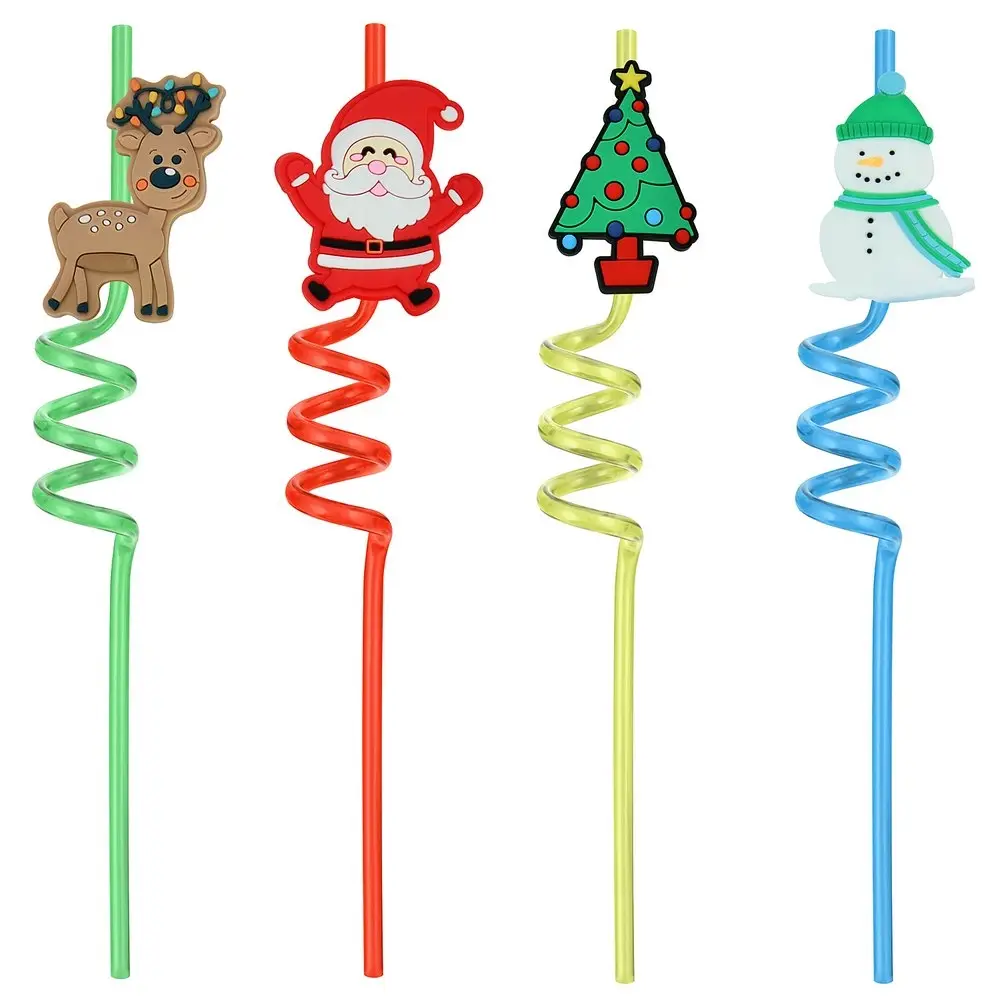 Трубочки для коктейля Новогодняя компания 4 шт Трубочки для коктейля Новогодняя компания 4 шт