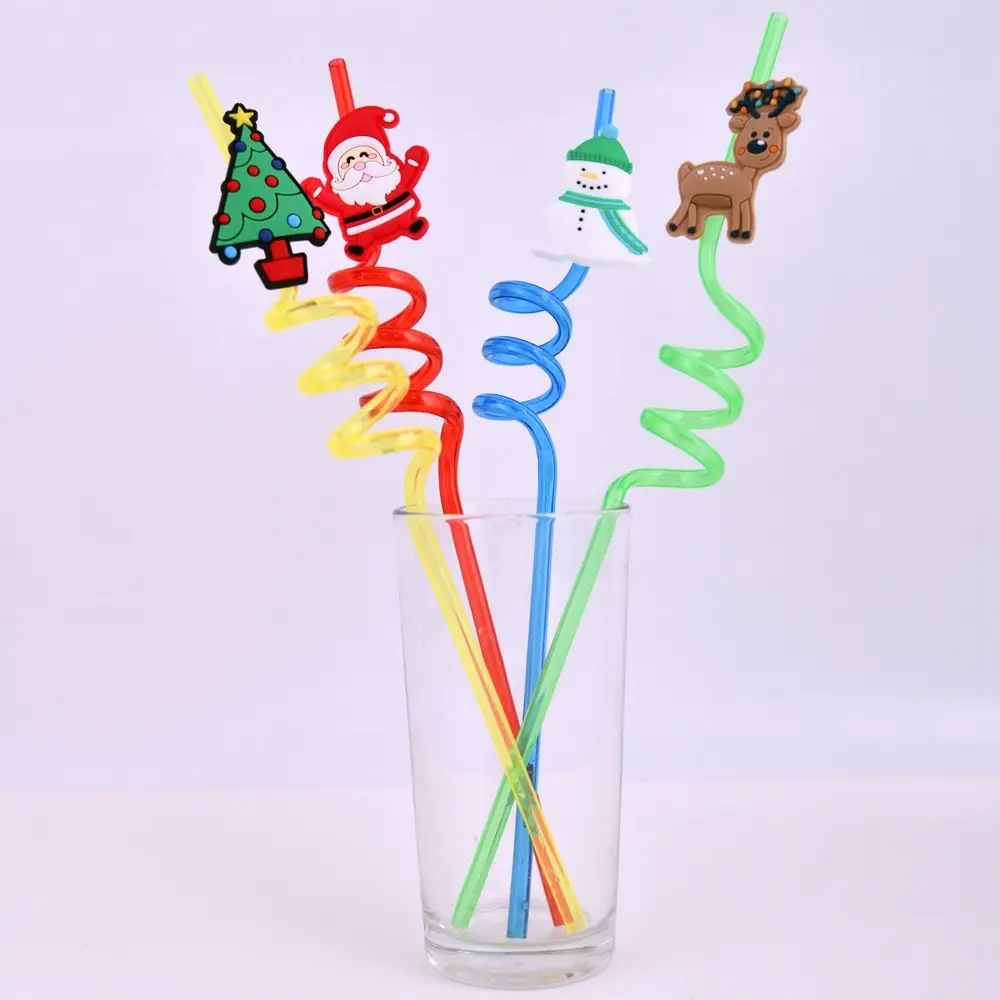 Трубочки для коктейля Новогодняя компания 4 шт Трубочки для коктейля Новогодняя компания 4 шт