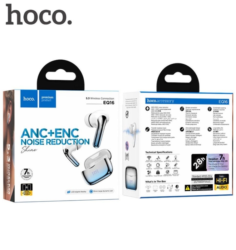 Наушники беспроводные Hoco EQ16 синие Наушники беспроводные Hoco EQ16 синие