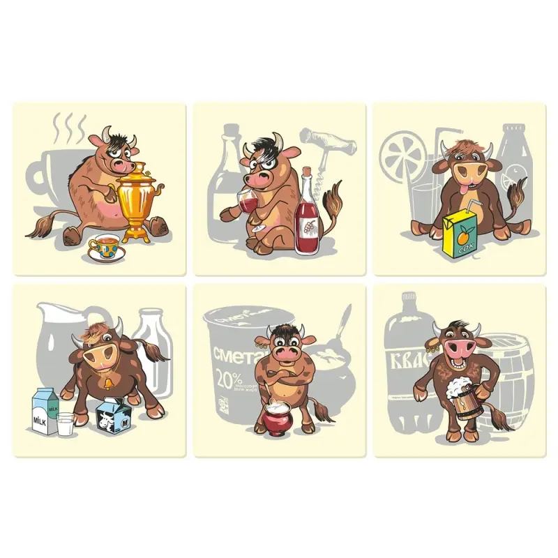 Подставка под горячее Забавный бычок 14х14см (ассортимент) Подставка под горячее Забавный бычок 14х14см (ассортимент)