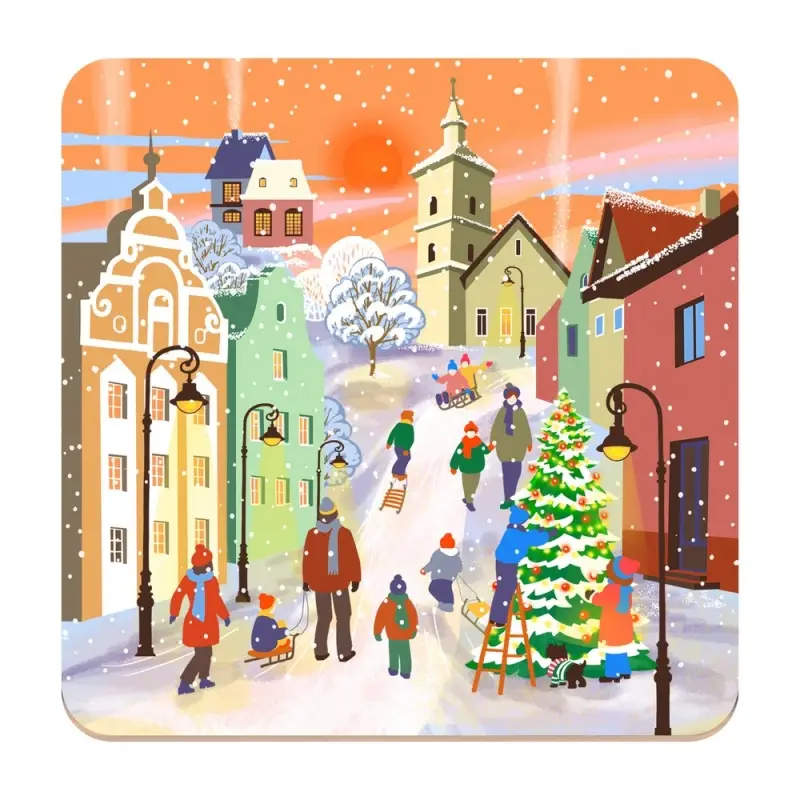 Подставка под горячее Зимние города 14х14см Подставка под горячее Зимние города 14х14см