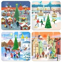 Подставка под горячее Зимние города 14х14см Подставка под горячее Зимние города 14х14см