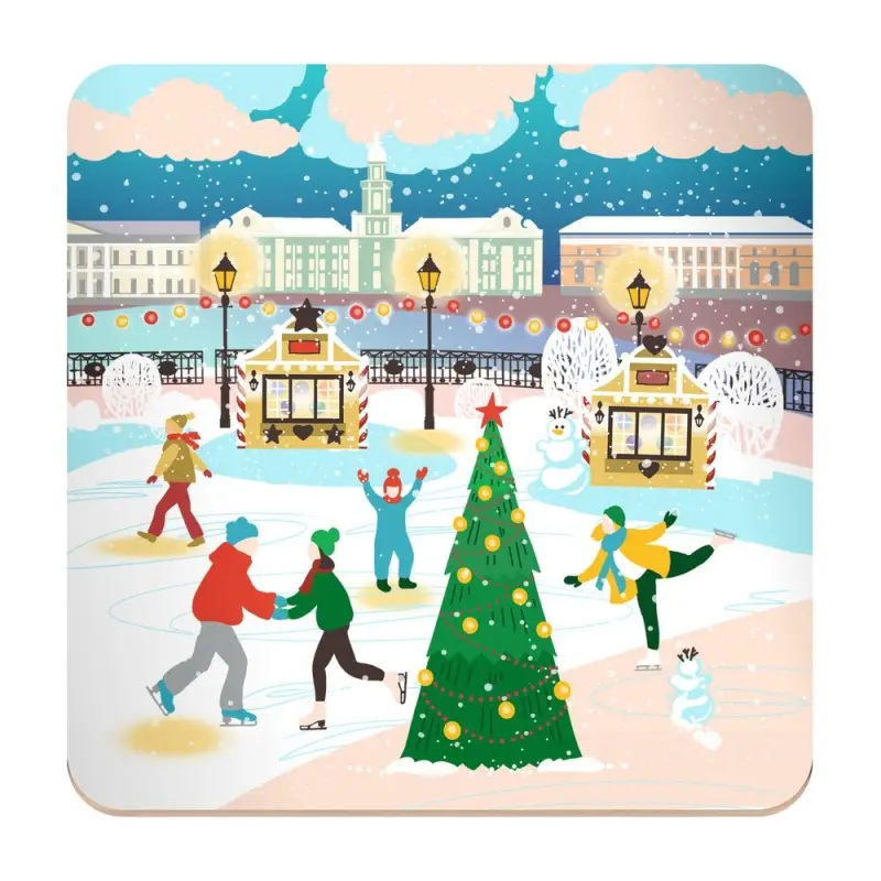 Подставка под горячее Зимние города 14х14см Подставка под горячее Зимние города 14х14см