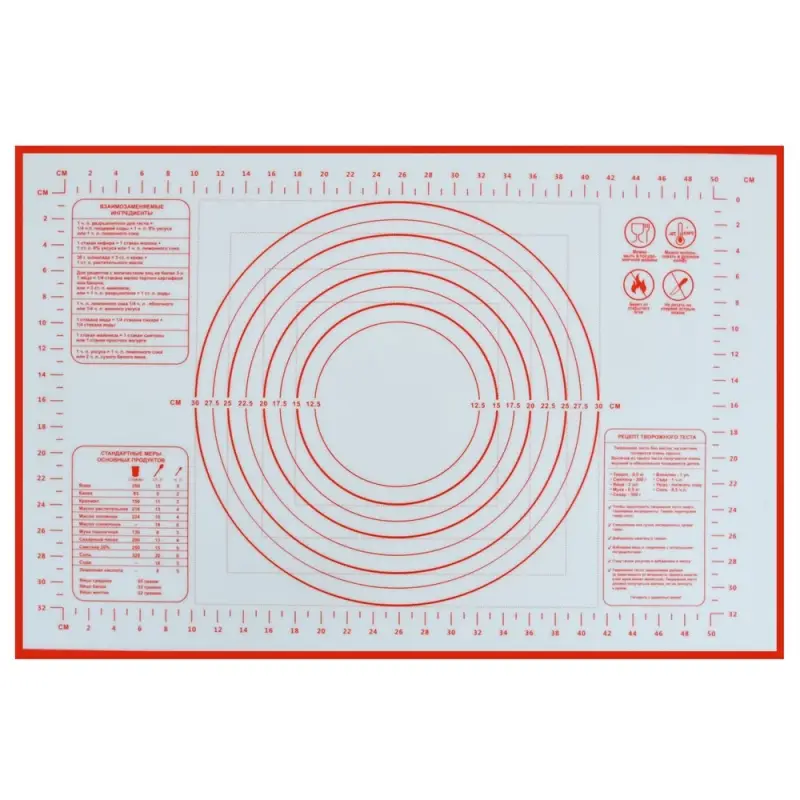 Коврик для выпечки с разметкой 60х40 см Коврик для выпечки с разметкой 60х40 см