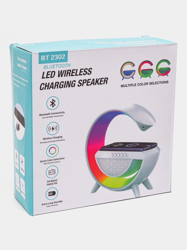 Умный ночник RGB с беспроводной зарядкой Bluetooth колонкой и FM радио BT 2301 Умный ночник RGB с беспроводной зарядкой Bluetooth колонкой и FM радио BT 2301