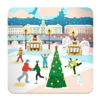 Подставка под горячее Зимние города 14х14см Подставка под горячее Зимние города 14х14см