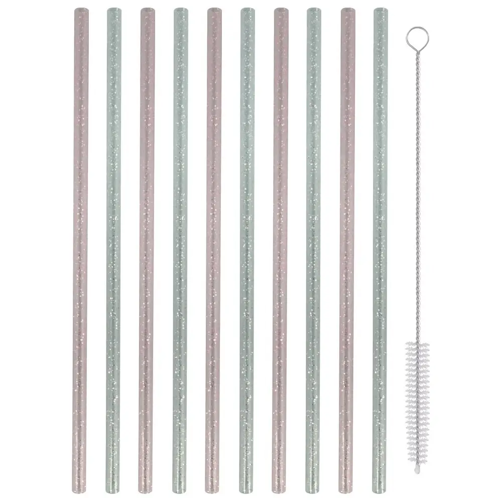 Трубочки для коктейля Блестки 10 шт с ершиком Трубочки для коктейля Блестки 10 шт с ершиком