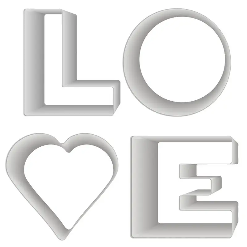 Форма для печенья, набор 4 шт, "LOVE"