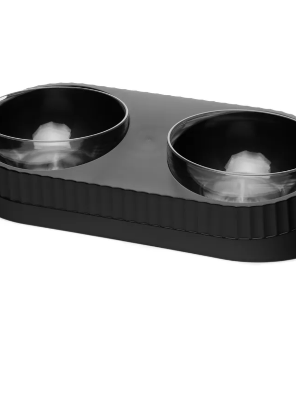 Миска двойная на подставке черная Миска двойная на подставке черная