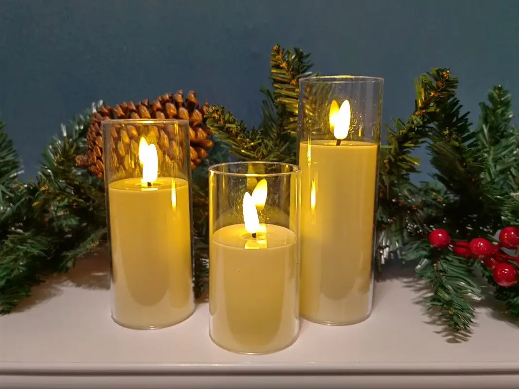 Свечи светодиодные мерцающие на батарейках набор 3 шт.