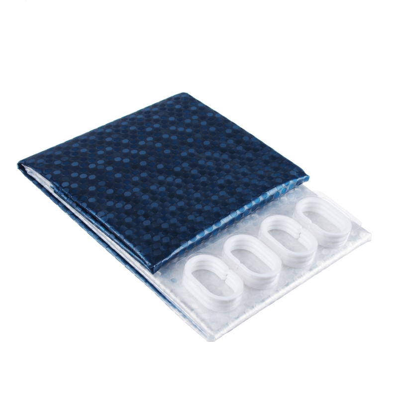 VETTA Шторка для ванной, ЭВА, 100 г/м2, 180x180см, 12 колец, 3D, полоски, синий VETTA Шторка для ванной, ЭВА, 100 г/м2, 180x180см, 12 колец, 3D, полоски, синий