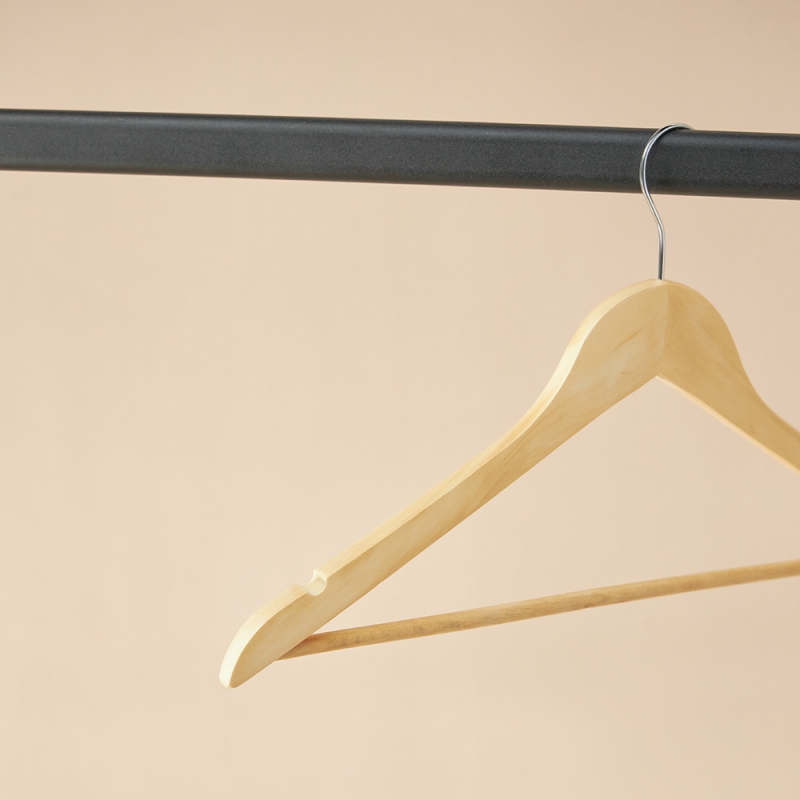 VETTA Вешалка для одежды деревянная 45см, натуральный цвет, хром, ЭКО VETTA Вешалка для одежды деревянная 45см, натуральный цвет, хром, ЭКО