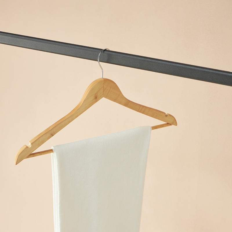 VETTA Вешалка для одежды деревянная 45см, натуральный цвет, хром, ЭКО VETTA Вешалка для одежды деревянная 45см, натуральный цвет, хром, ЭКО