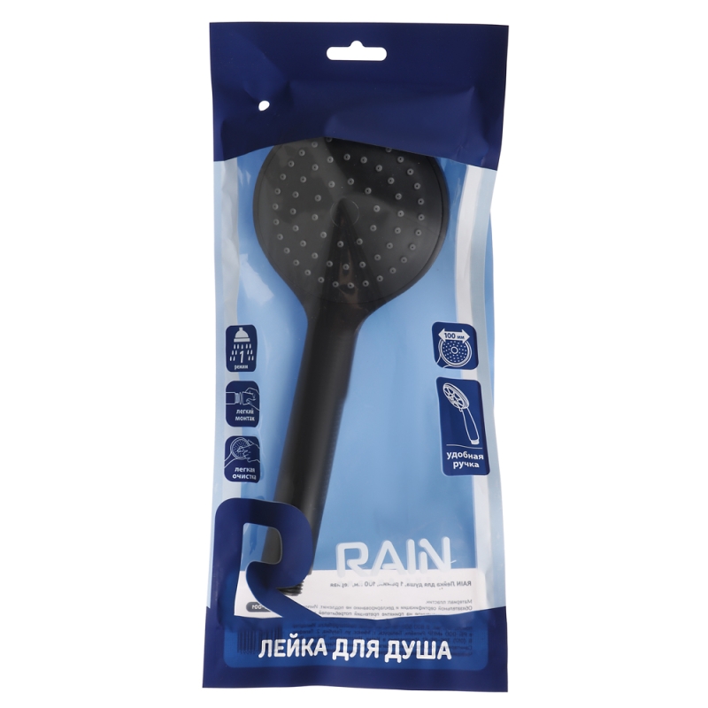 RAIN Лейка для душа, 1 режим, 100мм черная RAIN Лейка для душа, 1 режим, 100мм черная