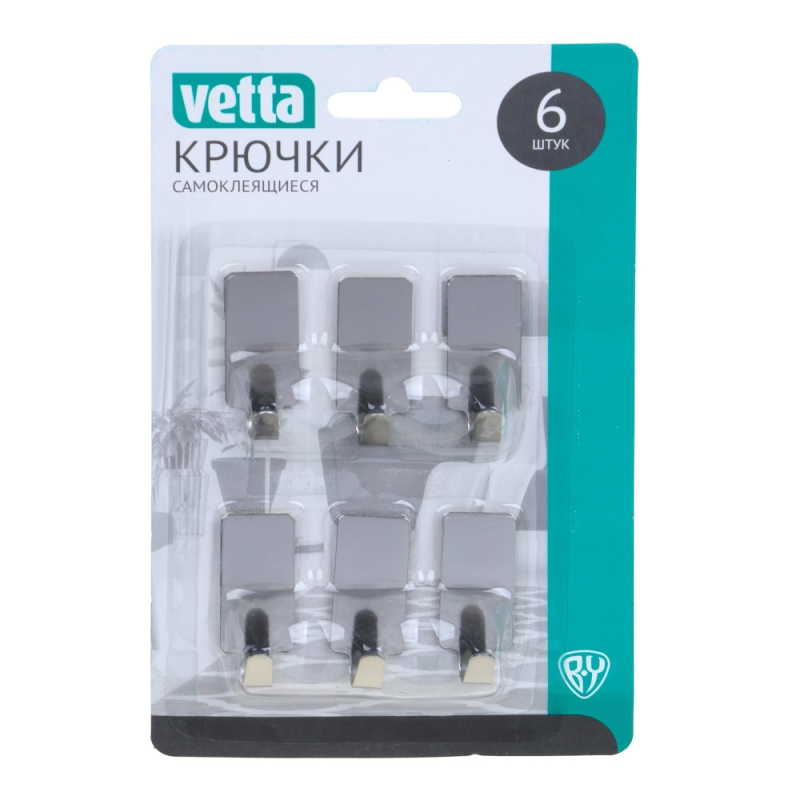 VETTA Набор крючков 6шт на липучке, в блистере, металл, SD-1987 VETTA Набор крючков 6шт на липучке, в блистере, металл, SD-1987