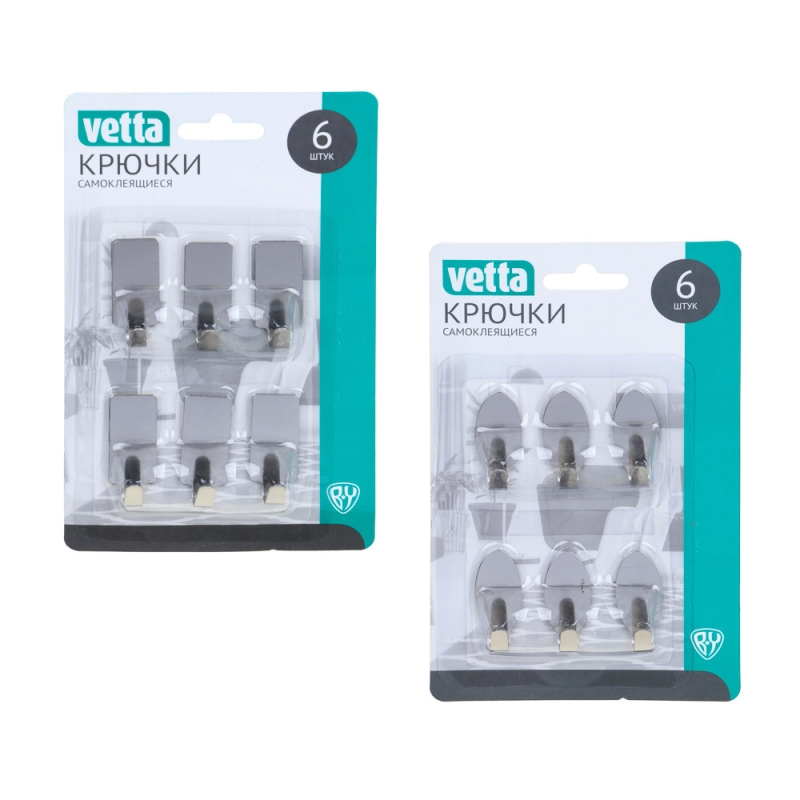 VETTA Набор крючков 6шт на липучке, в блистере, металл, SD-1987 VETTA Набор крючков 6шт на липучке, в блистере, металл, SD-1987