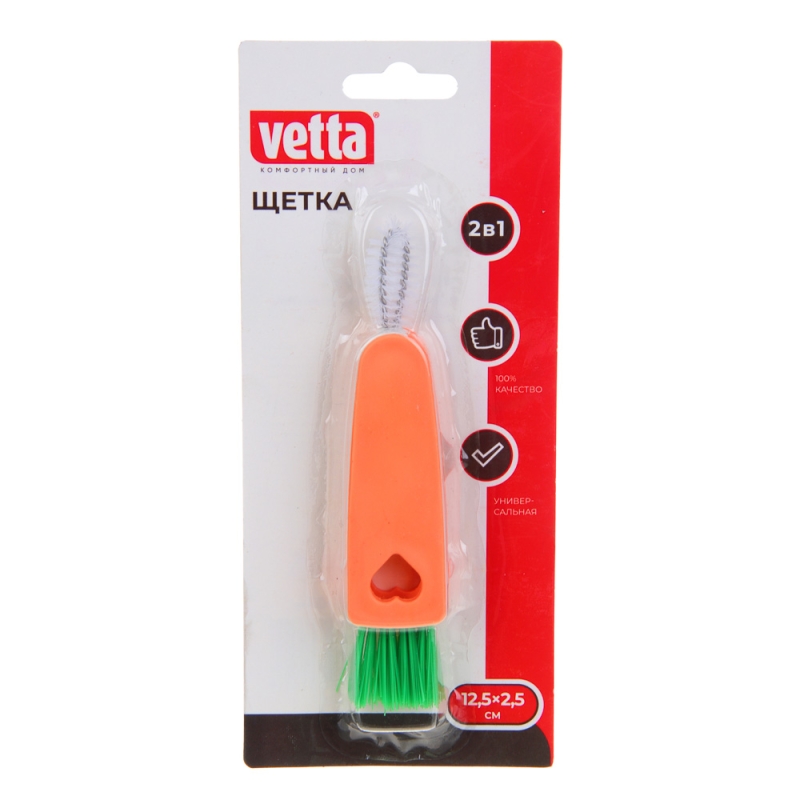 VETTA Щетка 2 в 1, полипропилен, пластик, 12,5х2,5 см VETTA Щетка 2 в 1, полипропилен, пластик, 12,5х2,5 см