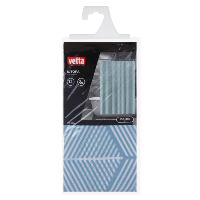 VETTA Шторка для ванной, ПЕВА, 30 г/м2, 180x180 см, Плитка VETTA Шторка для ванной, ПЕВА, 30 г/м2, 180x180 см, Плитка