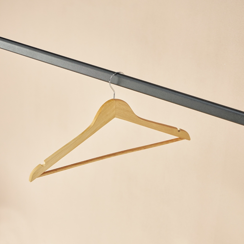 VETTA Вешалка для одежды деревянная 45см, натуральный цвет, хром, ЭКО VETTA Вешалка для одежды деревянная 45см, натуральный цвет, хром, ЭКО