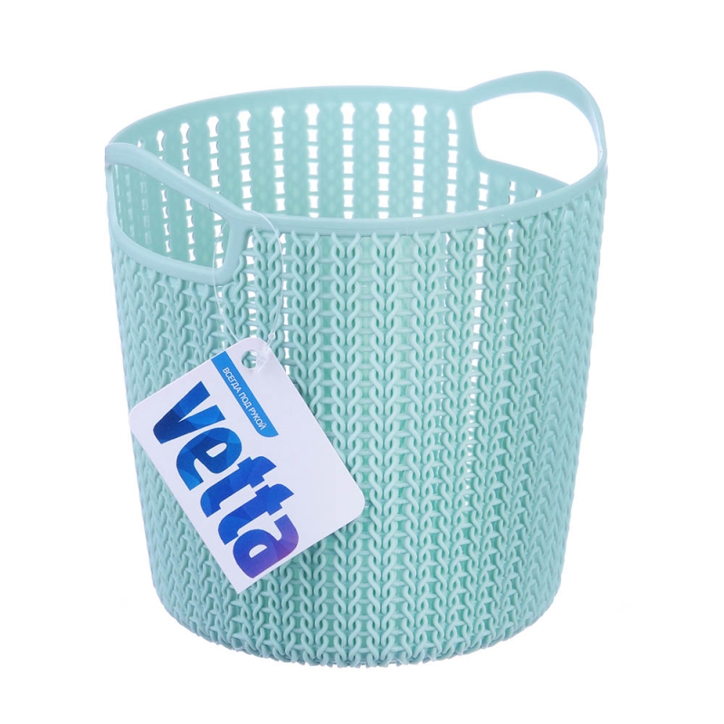 VETTA Корзинка вязаная круглая с ручками, 16,5х16см, пластик VETTA Корзинка вязаная круглая с ручками, 16,5х16см, пластик