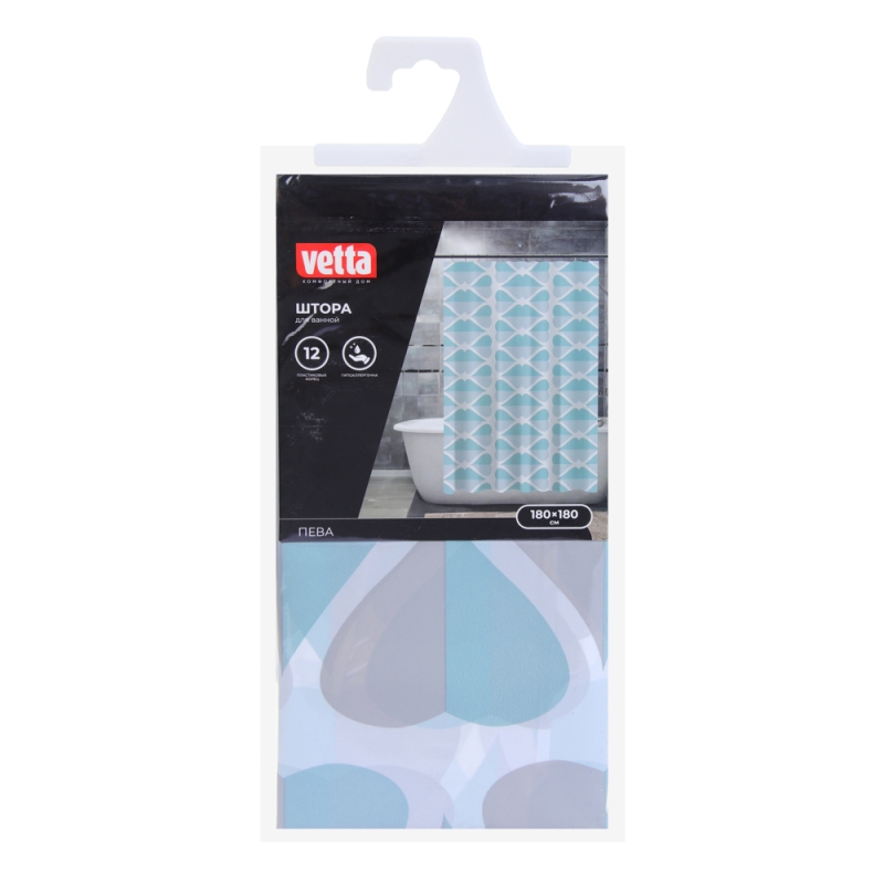 VETTA Шторка для ванной, ПЕВА, 30 г/м2, 180x180 см, Плитка VETTA Шторка для ванной, ПЕВА, 30 г/м2, 180x180 см, Плитка