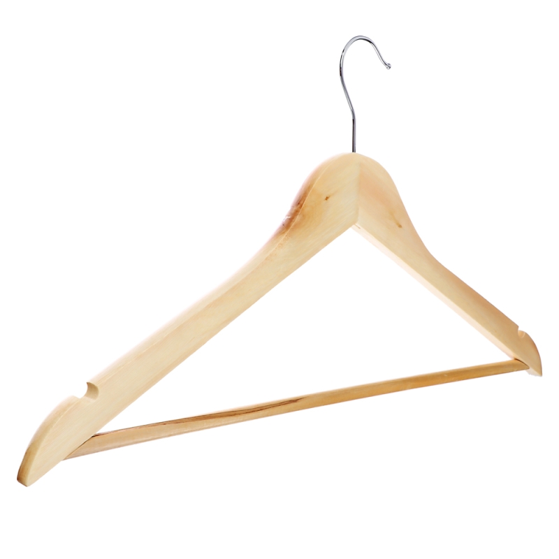 VETTA Вешалка для одежды деревянная 45см, натуральный цвет, хром, ЭКО VETTA Вешалка для одежды деревянная 45см, натуральный цвет, хром, ЭКО