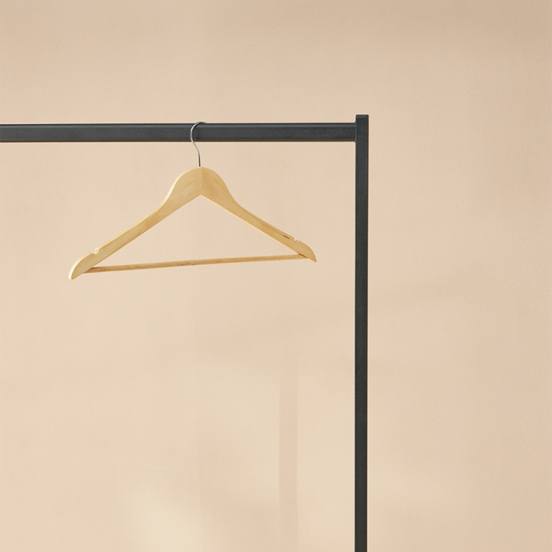 VETTA Вешалка для одежды деревянная 45см, натуральный цвет, хром, ЭКО VETTA Вешалка для одежды деревянная 45см, натуральный цвет, хром, ЭКО