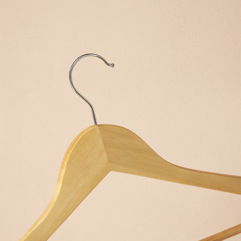 VETTA Вешалка для одежды деревянная 45см, натуральный цвет, хром, ЭКО VETTA Вешалка для одежды деревянная 45см, натуральный цвет, хром, ЭКО