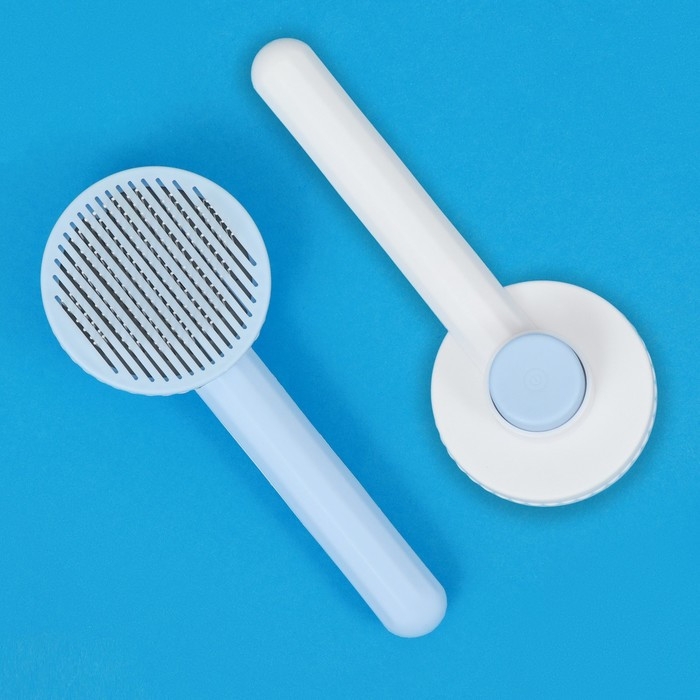 Пуходёрка пластиковая с функцией самоочистки, 7,7 х 19,1 см, голубая Пуходёрка пластиковая с функцией самоочистки, 7,7 х 19,1 см, голубая