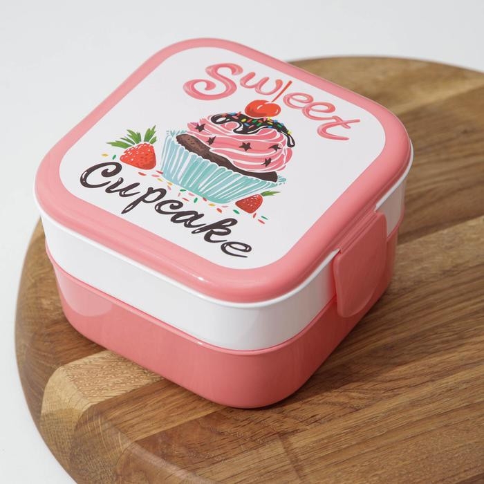 Контейнер для обеда «Капкейки», 2 отделения, 400 мл Контейнер для обеда «Капкейки», 2 отделения, 400 мл